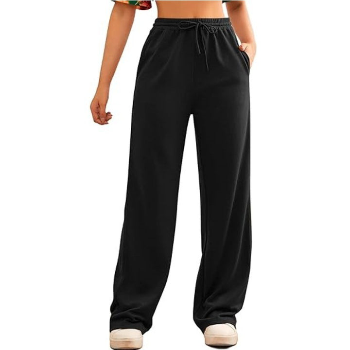 Damen nan fließende Relax-Palazzohose mit hohem Komfortbund, Kordelzug und seitlichen Einschubtaschen Drune