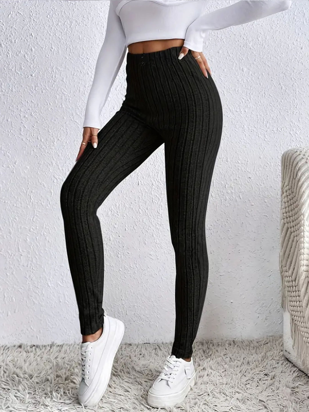 Damen Hochtaillierte Rippstrickleggings Drune