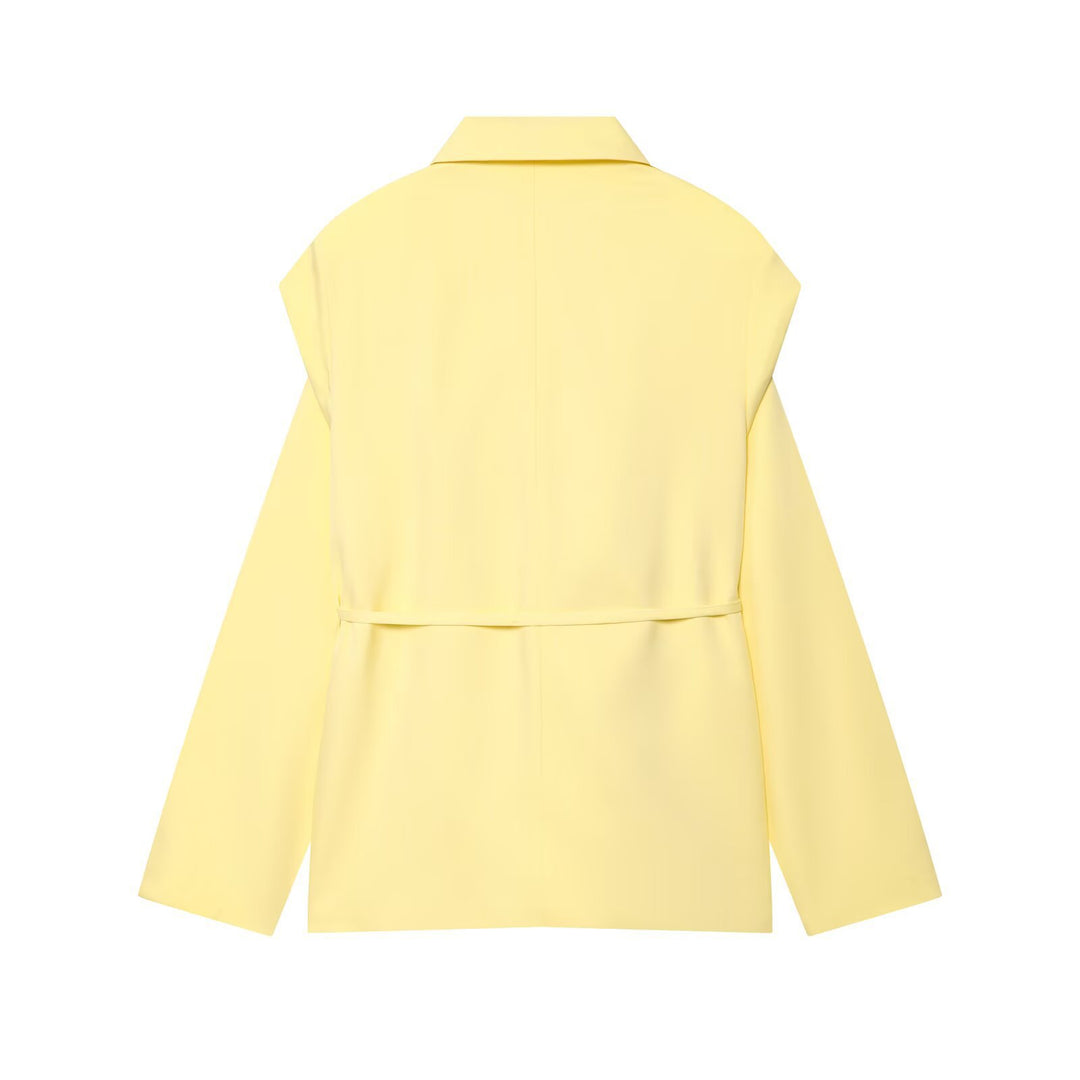 Damen elegante und taillierte Blazerjacke mit breitem Revers Drune