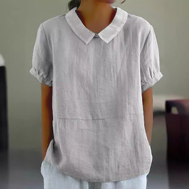 Damen Bluse mit klassischem Kragen und Kurzarm Drune
