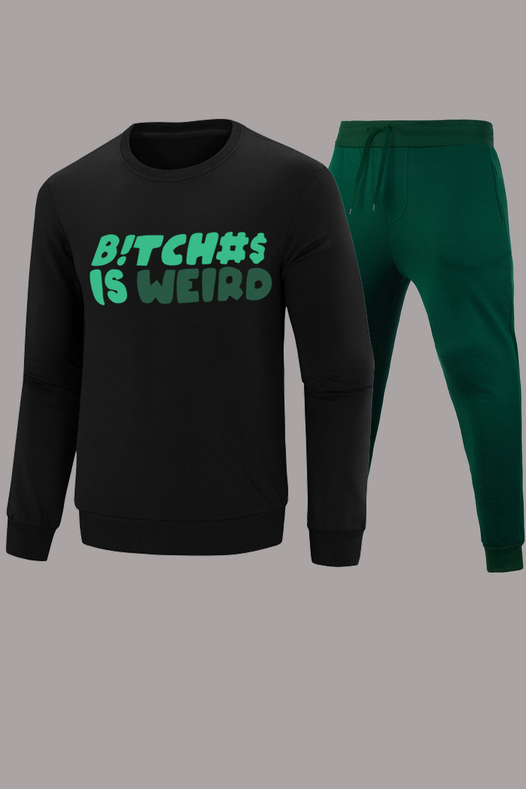 Damen lässiges Sweatshirt- und Jogginghose-Set mit auffälligem Statement Drune