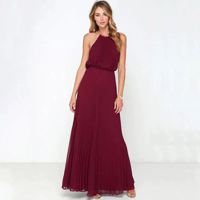 Damen Plissee-Abendkleid Rückenausschnitt Blouson-Top