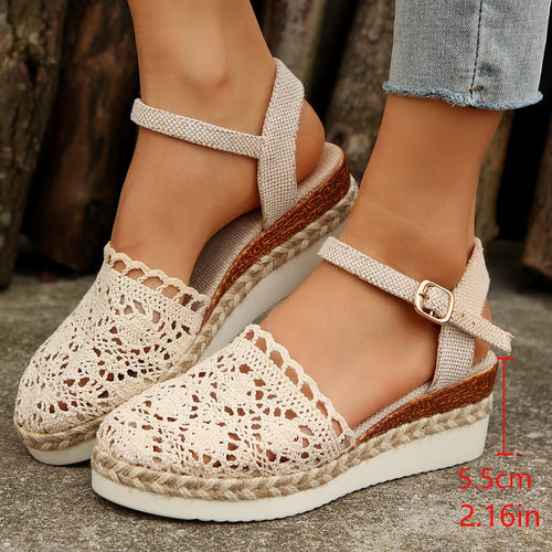 Damen Häkel-Ankelriemen-Espadrilles Drune