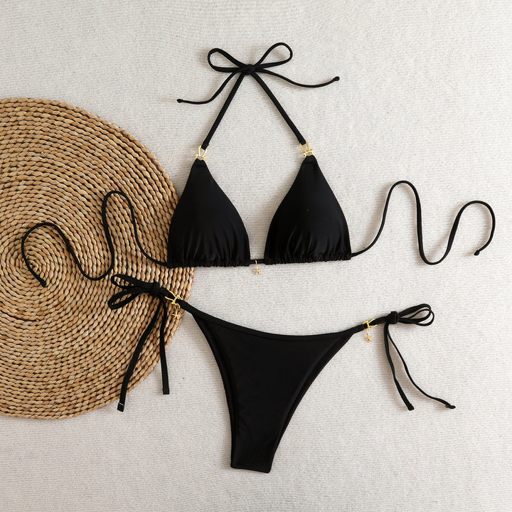 Damen Triangel-Bikini mit elegantem Knoten-Detail und modischen Akzenten Drune