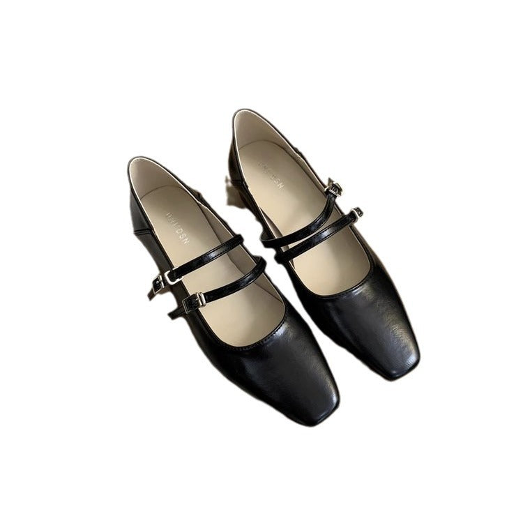 Damen elegante Mary Jane Ballerinas mit modischem Doppelriemen und komfortablem Fußbett Drune