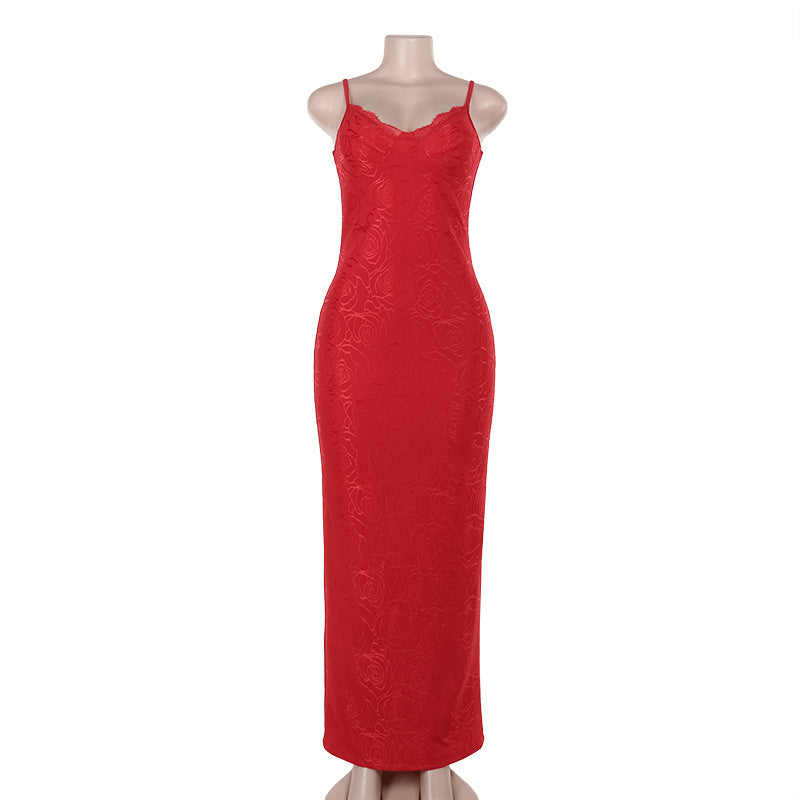 Damen figurbetontes Maxikleid mit floralem Design Drune