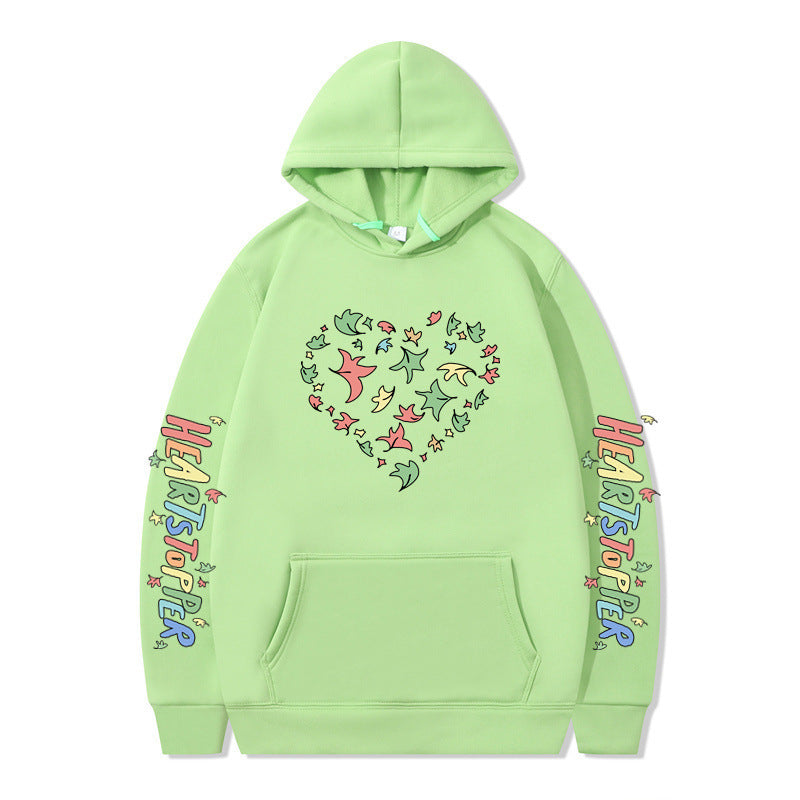 Damen Kapuzenpullover mit kreativem Herz- und Blattmotiv Drune