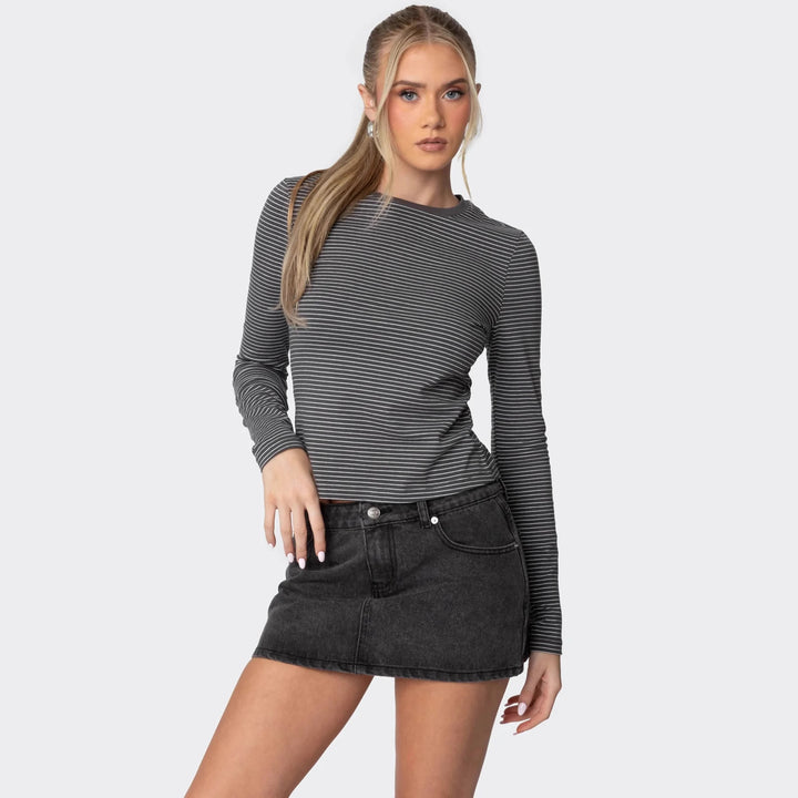 Damen Langarmshirt mit bequemen Schnitt und feinen Streifen Drune