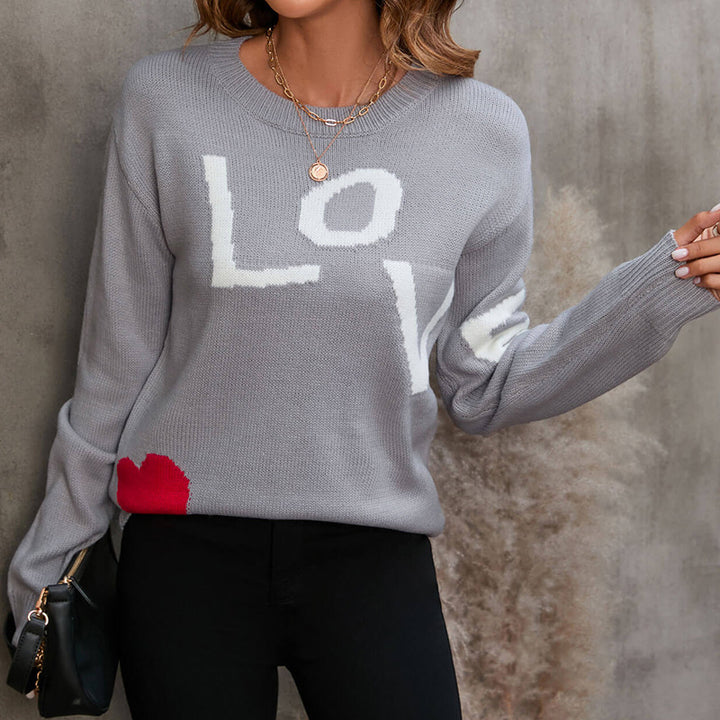 Damen Designer Pullover mit Schriftzug Drune