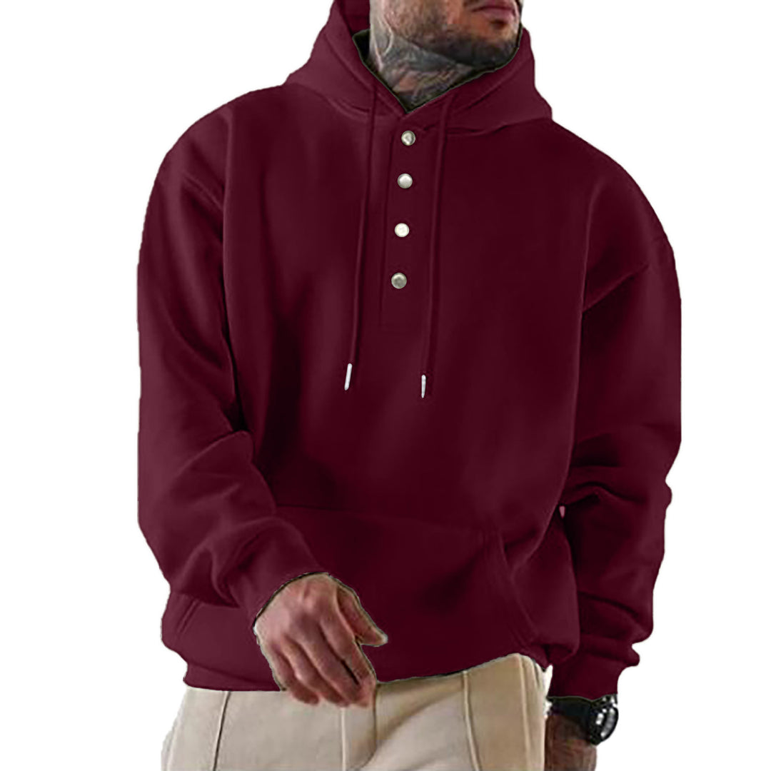 Herren Kapuzenpullover mit Knopfleiste und lässigem Schnitt Drune