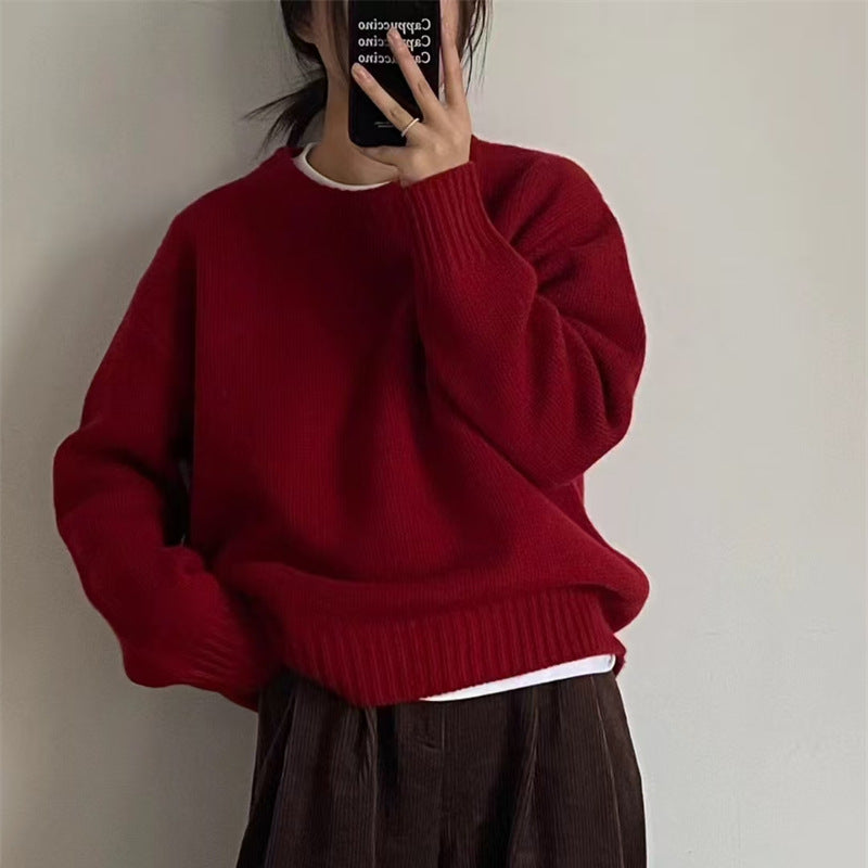 Damen lässiger Grobstrickpullover mit oversized Schnitt und weichen Ärmeln Drune