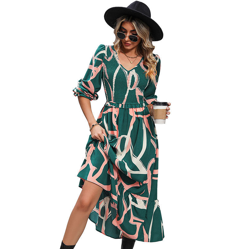 Damen Maxikleid mit elegantem V-Ausschnitt und geschmackvollem Fließschnitt Drune