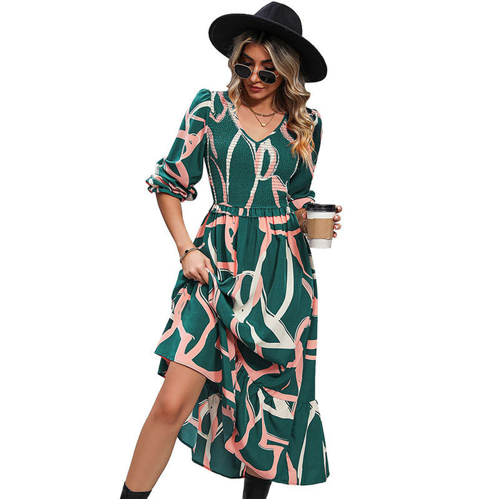 Damen Maxikleid mit elegantem V-Ausschnitt und geschmackvollem Fließschnitt Drune