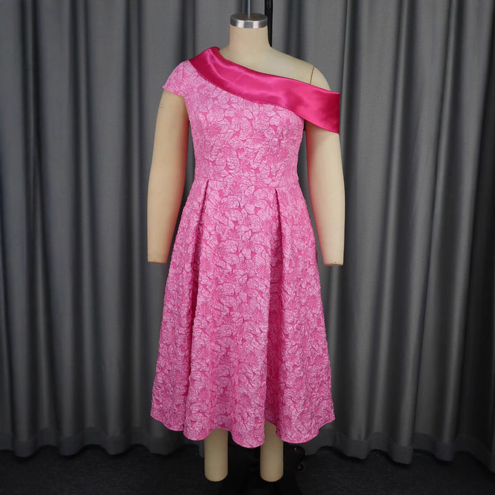 Damen Elegantes Kleid mit asymmetrischem Träger und floralem Muster Drune