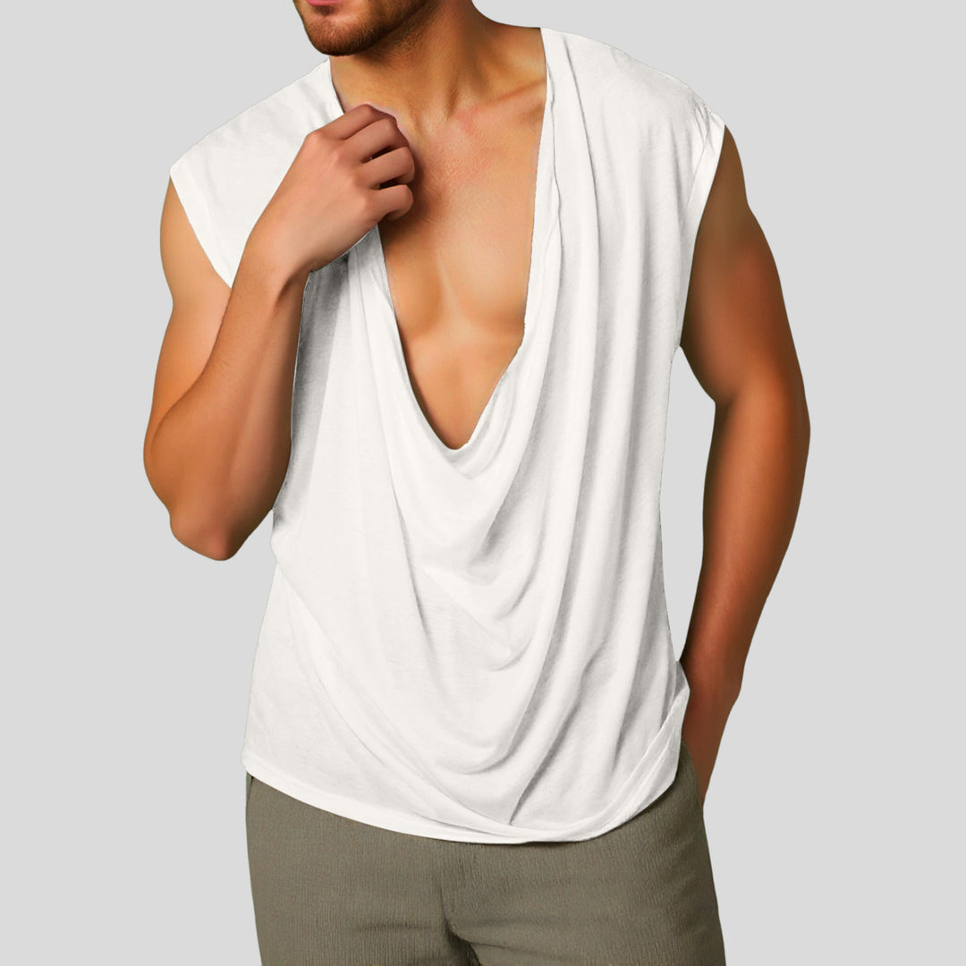 Damen nan drapiertes Longtop mit tiefem Wasserfall-Rücken und überschnittener Schulter Drune