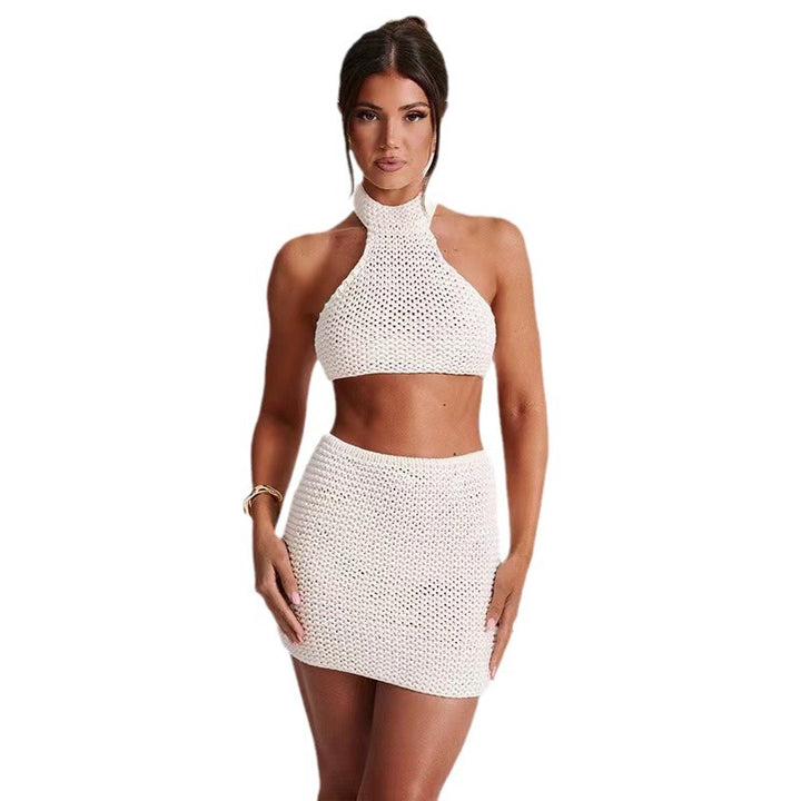 Damen Häkel-Set mit hochgeschlossenem Top und kurzem Rock Drune