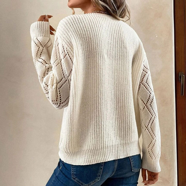 Damen Strickpullover mit V-Ausschnitt und Eingrifftaschen Drune