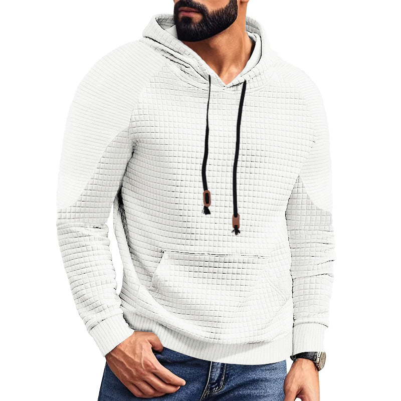Herren nan Kapuzenpullover mit quadratischer Struktur, Raglanärmeln und Kängurutasche Drune