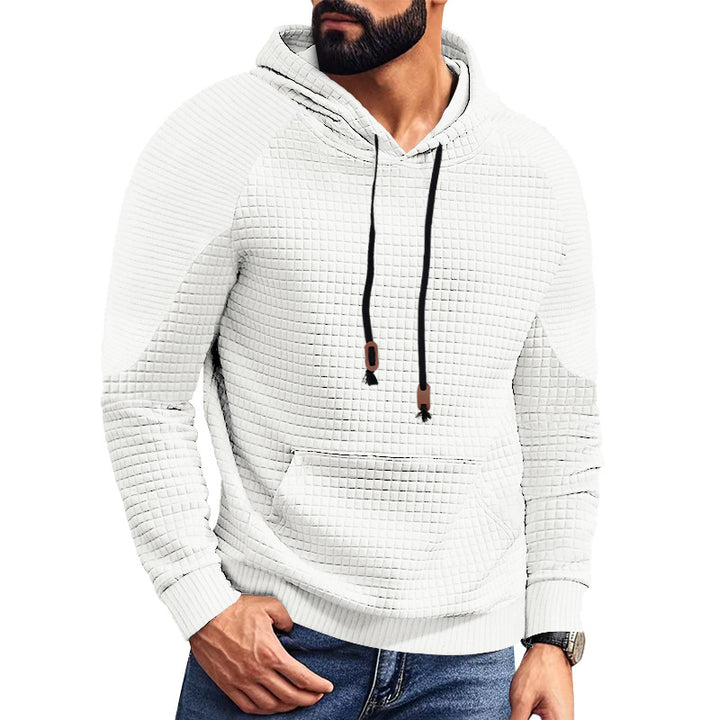 Herren nan Kapuzenpullover mit quadratischer Struktur, Raglanärmeln und Kängurutasche Drune