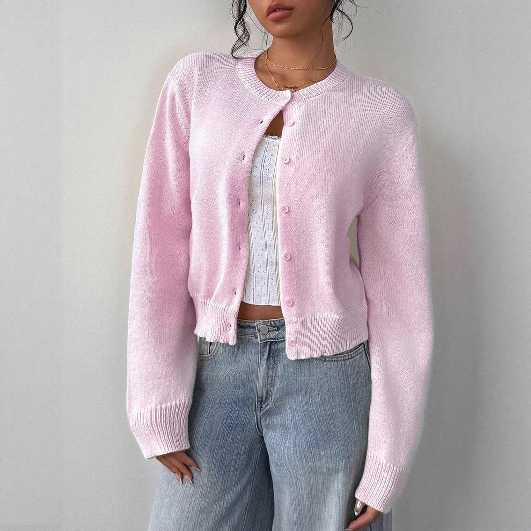 Damen Strickjacke mit feiner Rippstruktur und knöpfbarem Design Drune