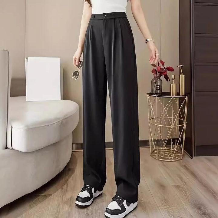 Damen weite High-Waist Hose mit Falten Drune