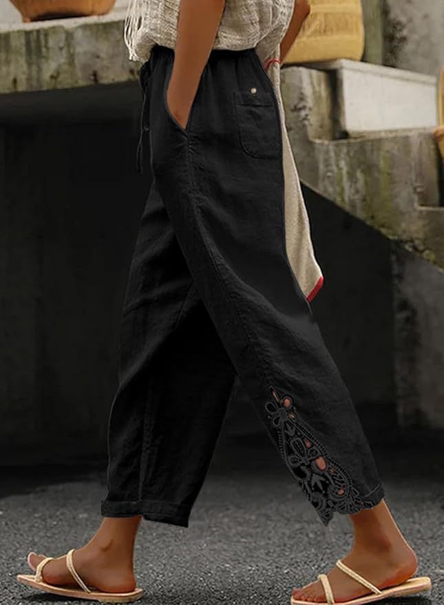 Damen Freizeithose mit aufwendigen Stickereien Drune