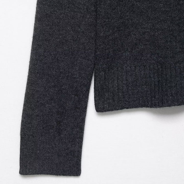 Damen elegante Strickjacke mit abnehmbarem Kunstfellkragen Drune