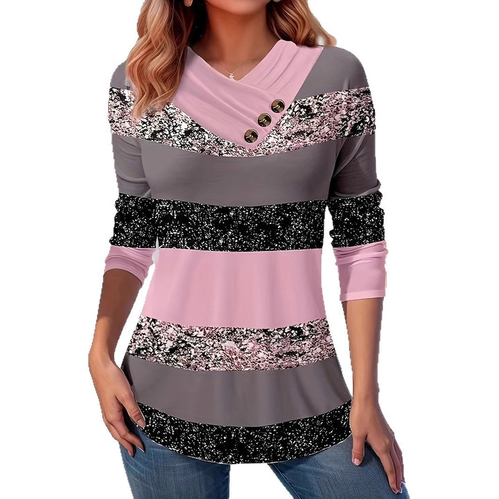 Damen Pullover mit asymmetrischem Kragen und Knopfdetails Drune