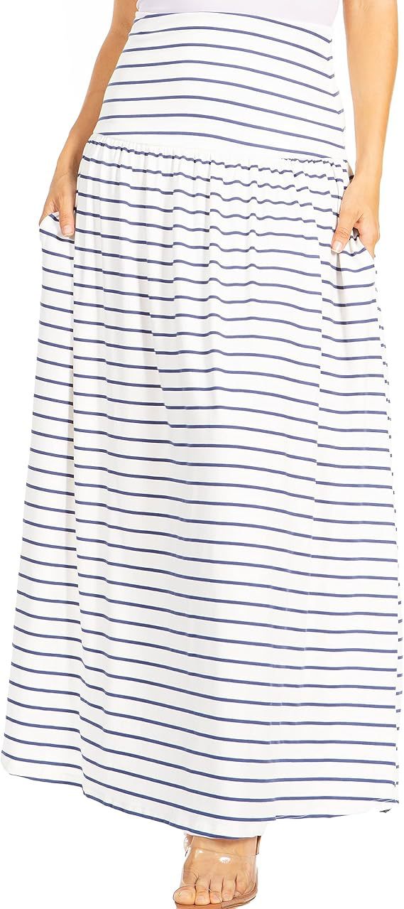 Damen Maxi-Rock mit elastischem Bund und Taschen Drune