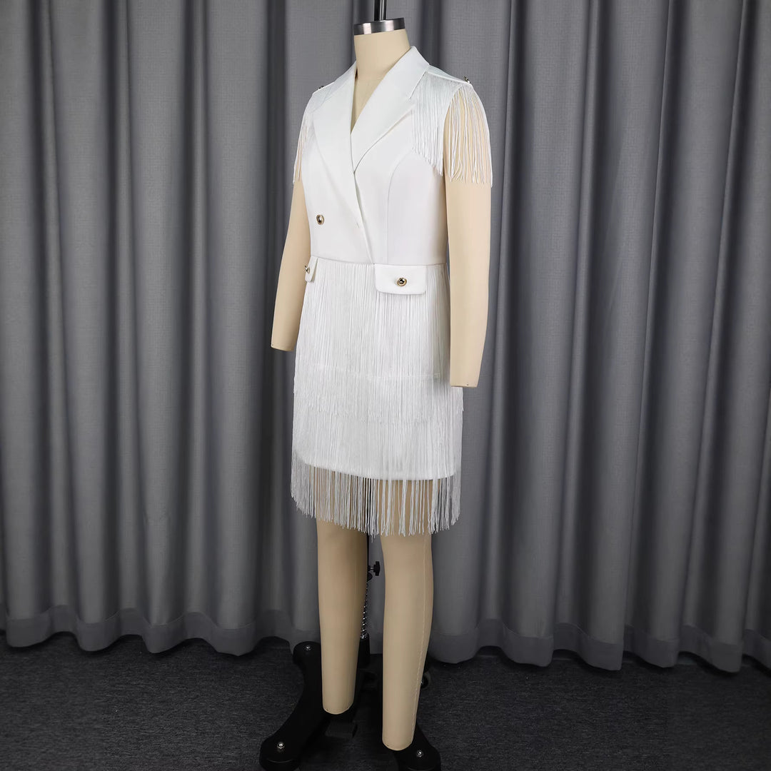 Damen Fransen-Kleid im eleganten Blazer-Stil Drune