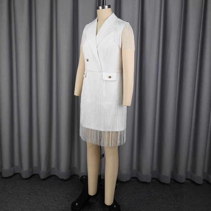 Damen Fransen-Kleid im eleganten Blazer-Stil Drune