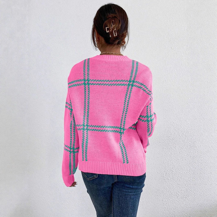 Damen lässiger Pullover mit modernem Karo-Design Drune