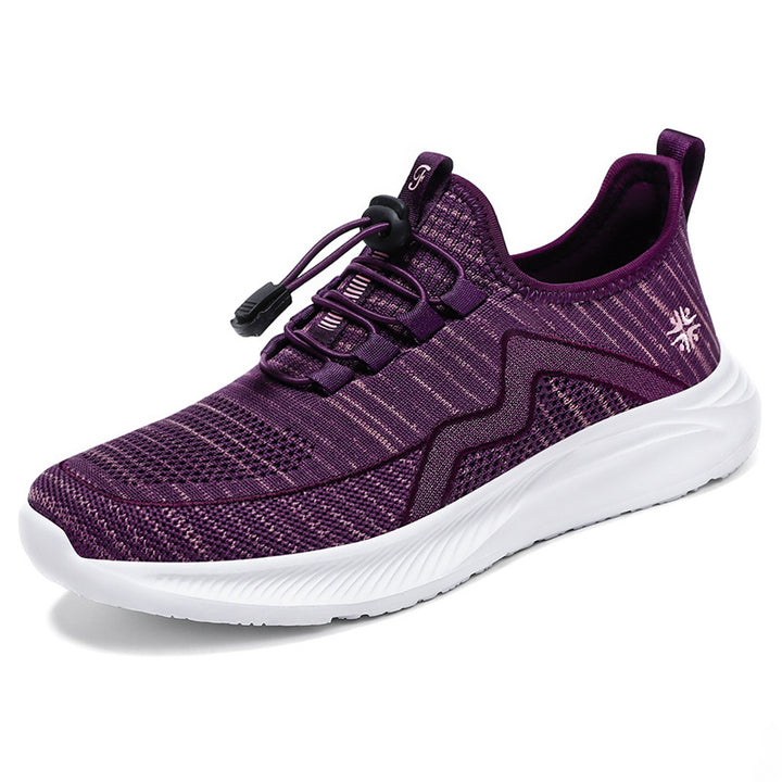 Damen nan gestrickte Slip-On-Sneaker mit elastischer Schnürung, gepolsterter Innenfütterung und dämpfender Profilsohle Drune