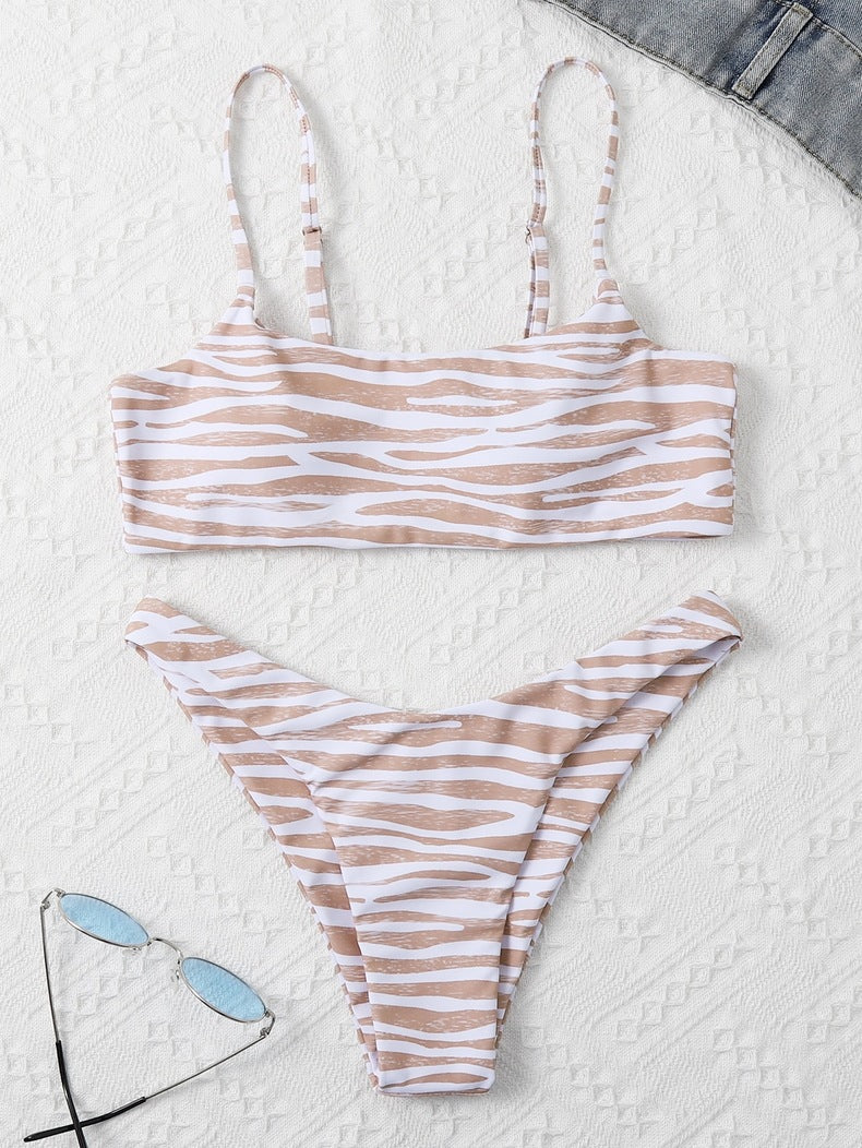 Damen Bikini-Set mit zeitgemäßem Zebra-Print Drune