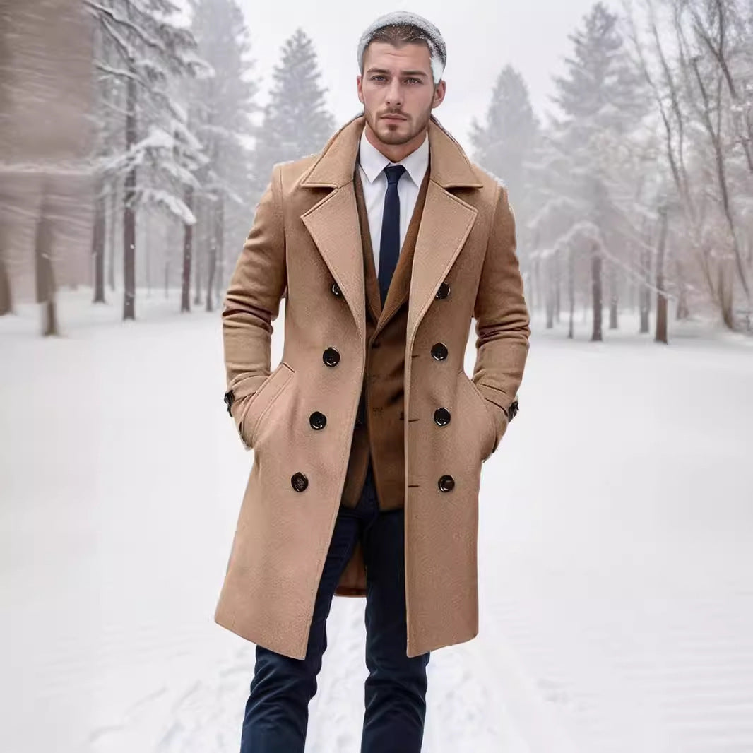 Herren doppelreihriger Wollmantel Drune