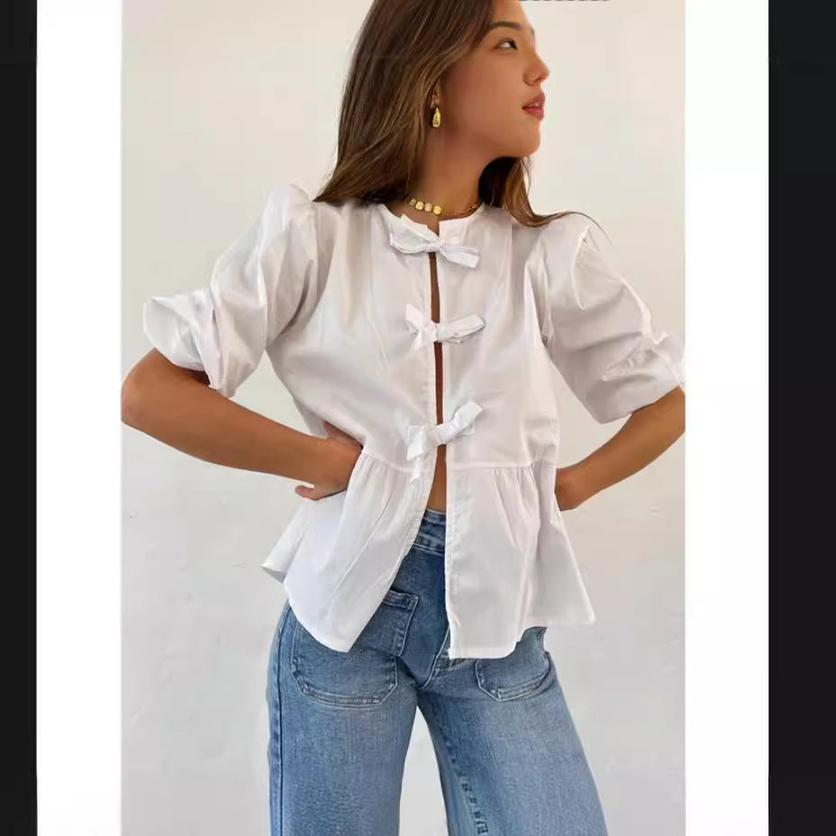 Damen Bluse mit Rüschendetails und raffinierter Knopföffnung Drune
