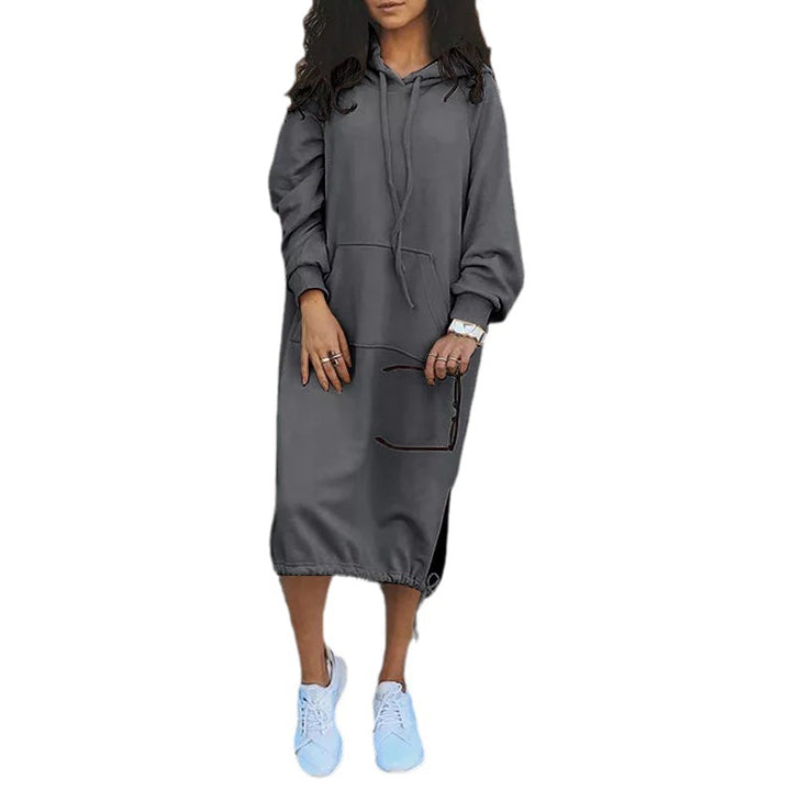 Damen Hoodie-Kleid mit seitlichen Eingrifftaschen und regulierbarem Saum Drune