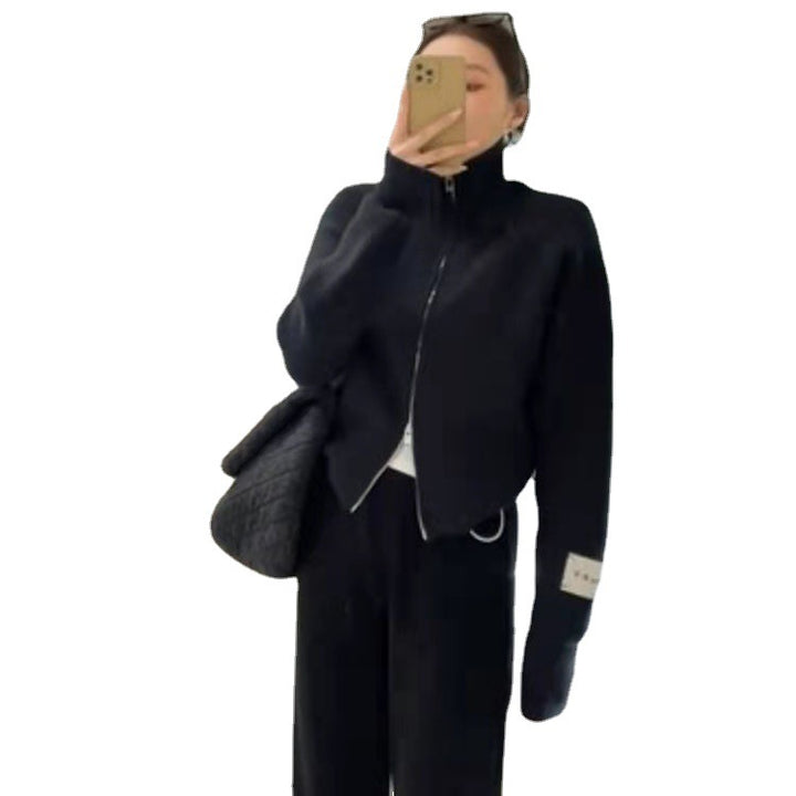 Damen Strickjacke mit hochwertigem Reißverschluss und Stehkragen Drune