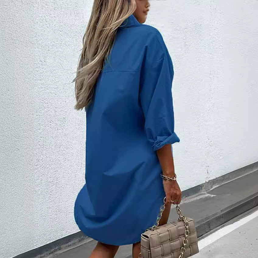Damen chemisierter Oversized-Hemdblusenkleid Drune