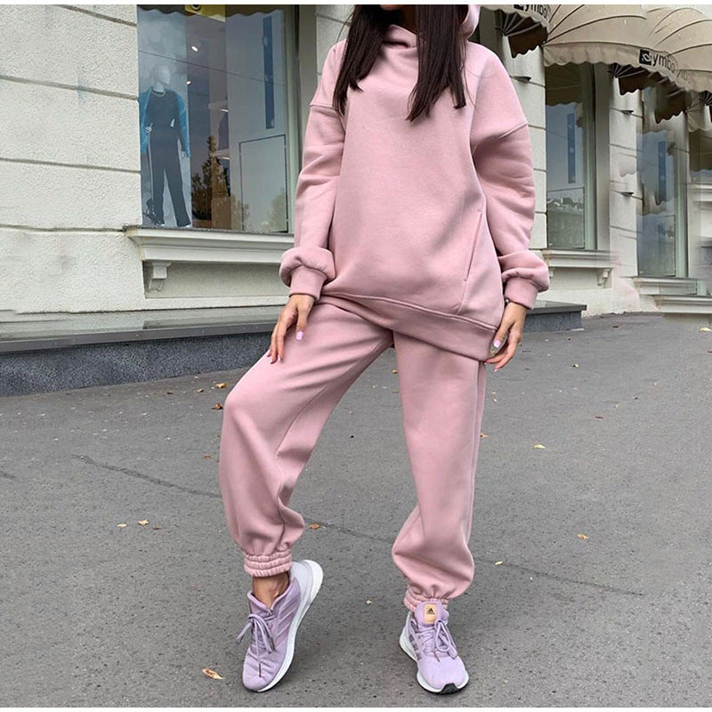Damen lässiger Jogginganzug mit weichem Material und elastischem Bund Drune