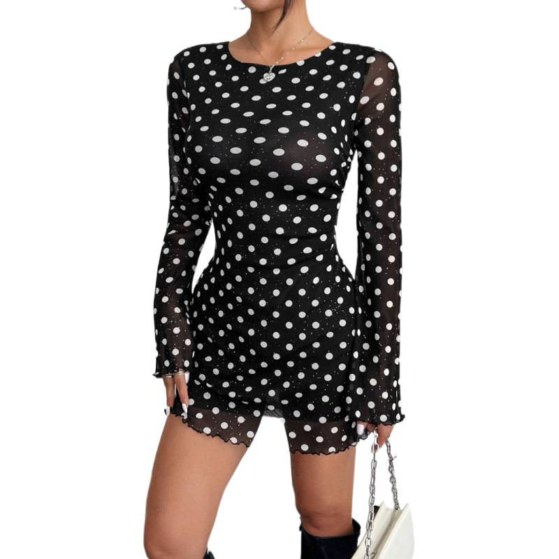 Damen Minikleid mit tiefem Rückenausschnitt und voluminösen Ärmeln Drune