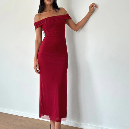 Damen Off-Shoulder Maxikleid mit eleganter Drapierung Drune