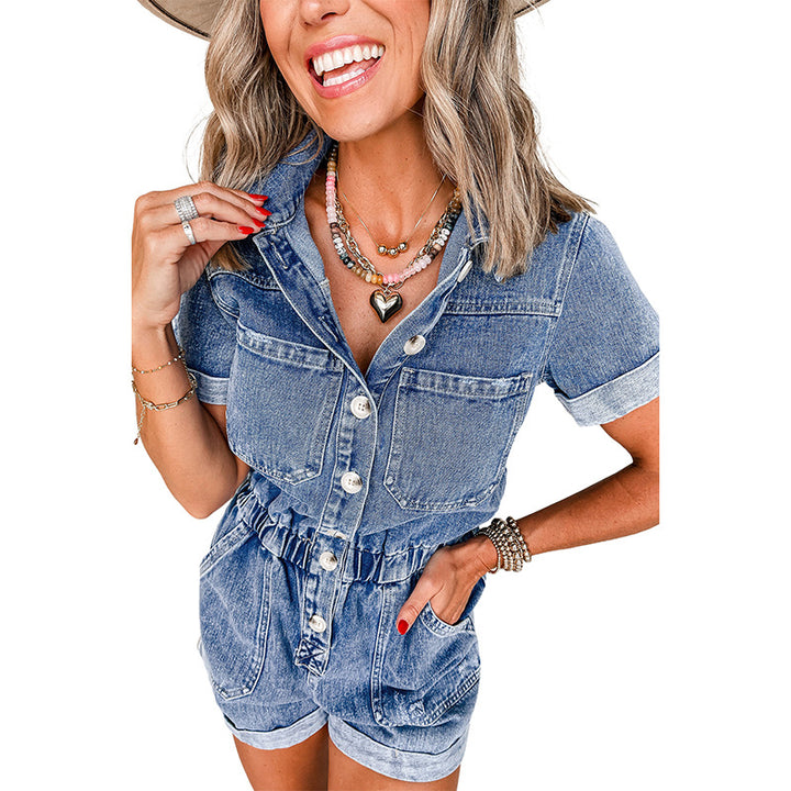 Damen Denim-Jumpsuit mit taillierter Passform und funktionalen Taschen Drune