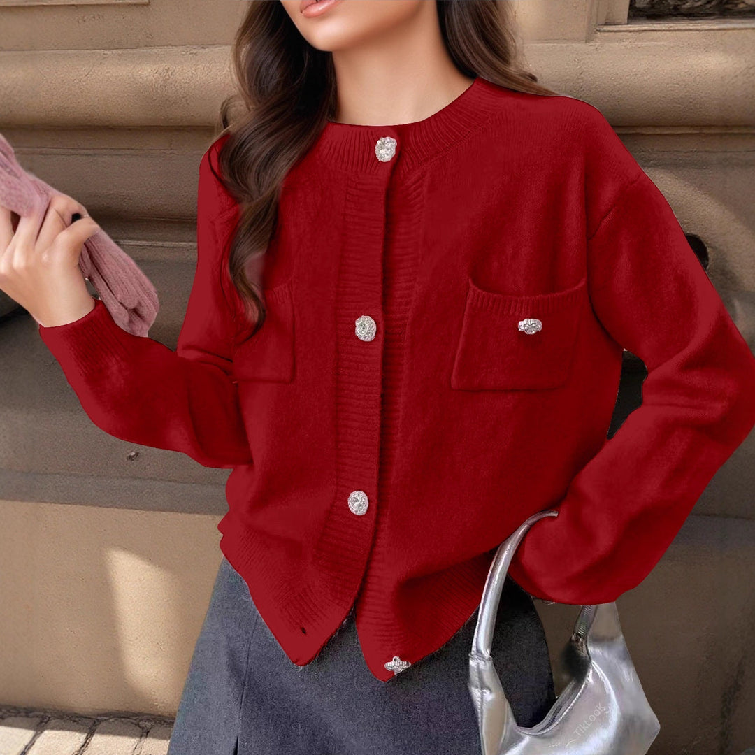 Drune | Strickjacke Wollmischung Lockere Passform Knöpfe Dekorative Taschen