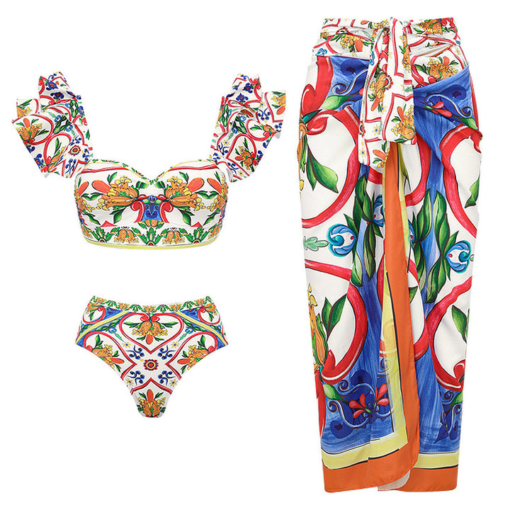 Damen Bikini-Top und Wickelrock Set Drune