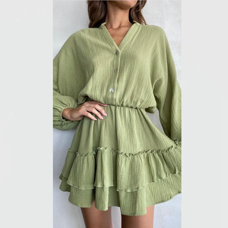 Damen Blusenkleid mit Rüschendetails und tailliertem Schnitt Drune