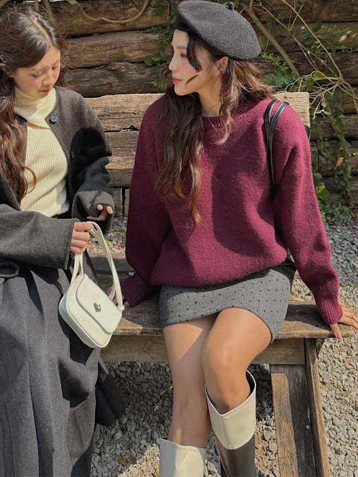 Damen kuscheliger Strickpullover mit oversized Schnitt Drune