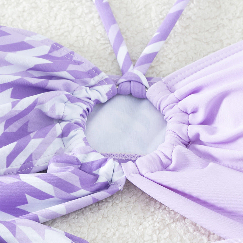 Damen Bandeau-Bikini mit modernen Knotendetails und strukturierter Oberflächenstruktur Drune