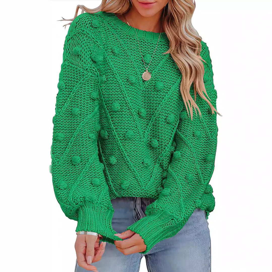 Damen stylischer Strickpullover mit strukturiertem 3D-Muster Drune