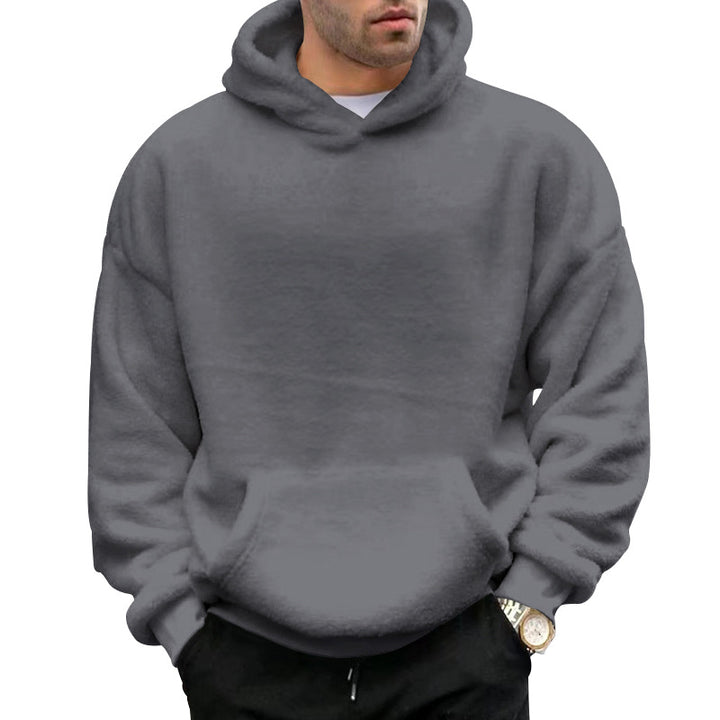 Herren nan oversized Fleece-Kapuzenpullover mit Kängurutasche und dropped shoulders Drune